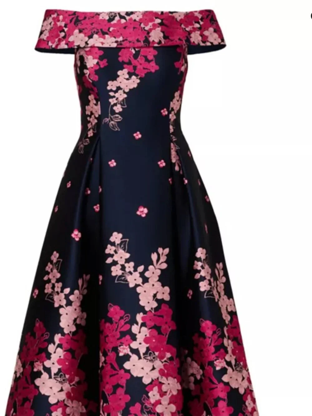 Adrianna Papell Floral Off-the-shoulder Dress, Size 10 - Picture 2 of 15
